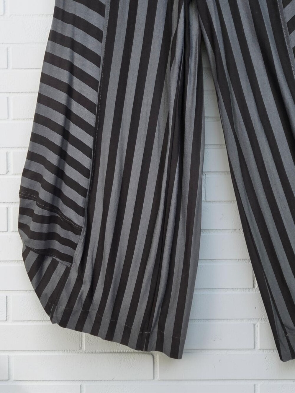 Alembika Knit Lantern Pant Black Grey Stripes Wide Leg Art To Wear Size 3 / Med - Picture 15 of 16